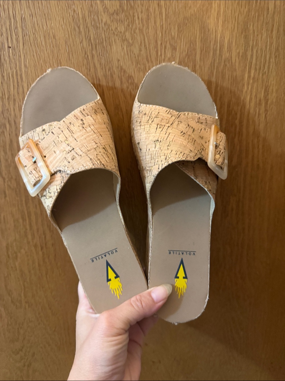 Volatile Cork Slide Mules in Natural Cork Tan- Bertha